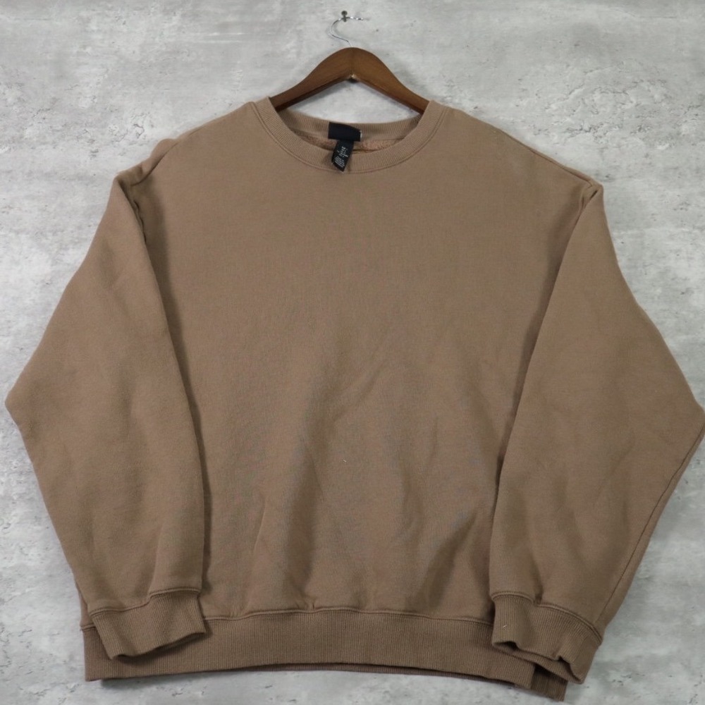 H&M Relaxed Fit Crewneck Sweatshirt Large Brown Pullover